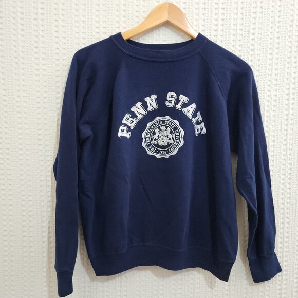 Vintage 80s Penn State Artex Sweatshirt Crewneck Made in USA Navy Small - Picture 2 of 11
